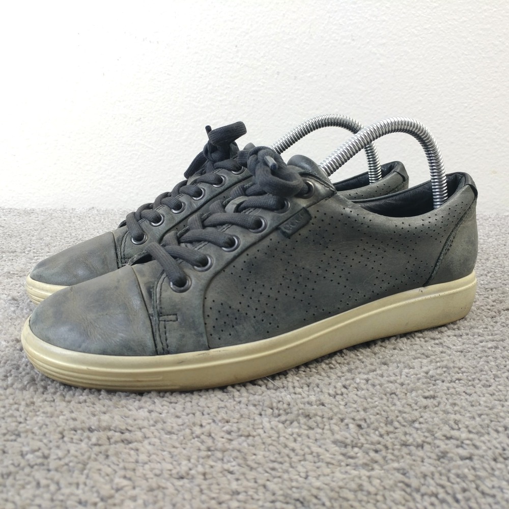ECCO Soft 7 Womens Size 8 Gray Leather Low Top Lace Up Sneakers 430833-02001